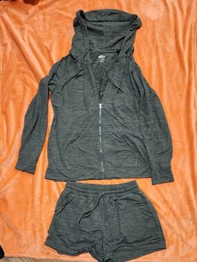 Olive Green Two-Piece Zip Hoodie Set